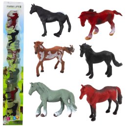 LEAN TOYS Zestaw Mini Figurki Konie Rasy Brązowy Czarny Szary 5-6cm 6szt