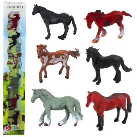 LEAN TOYS Zestaw Mini Figurki Konie Rasy Brązowy Czarny Szary 5-6cm 6szt LEAN TOYS Zestaw Mini Figurki Konie Rasy Brązowy Czarny Szary 5-6cm 6szt