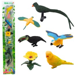 LEAN TOYS Zestaw Mini Figurki Ptaki Egzotyczne Hibiskus Żółty 4-11cm 6szt