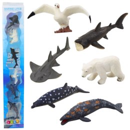 LEAN TOYS Zestaw Mini Figurki Zwierzęta Morskie Przybrzeżne Mewa Rekin 6-8cm 6szt