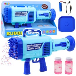 LEAN Toys Duży Pistolet Elektryczny Na Bańki Mydlane 64 Otwory Niebieski