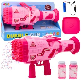 LEAN Toys Duży Pistolet Elektryczny Na Bańki Mydlane 64 Otwory Różowy