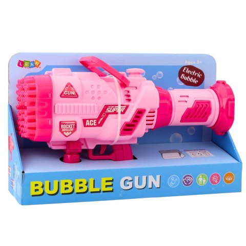 LEAN Toys Duży Pistolet Elektryczny Na Bańki Mydlane 64 Otwory Różowy LEAN Toys Duży Pistolet Elektryczny Na Bańki Mydlane 64 Otwory Różowy
