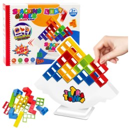 LEAN Toys Gra Zręcznościowa Balansująca Wieża Klocki 22 Karty 16 Klocków