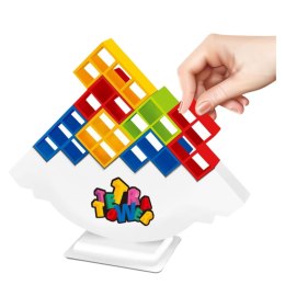 LEAN Toys Gra Zręcznościowa Balansująca Wieża Klocki 22 Karty 16 Klocków
