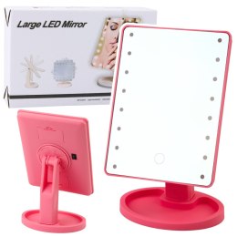 LEAN Toys Lusterko Kosmetyczne 16 Diod LED Z Podstawką Regulacja Różowe