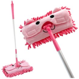 LEAN Toys Mop Dla Dzieci Z Rączką Teleskopową Zwierzątko Różowy