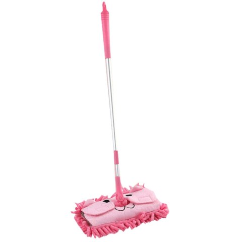 LEAN Toys Mop Dla Dzieci Z Rączką Teleskopową Zwierzątko Różowy LEAN Toys Mop Dla Dzieci Z Rączką Teleskopową Zwierzątko Różowy