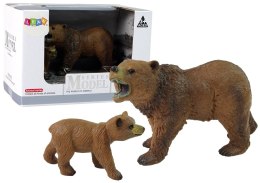 LEAN Toys Zestaw 2 Figurek Niedźwiedź Grizli z Młodym