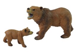 LEAN Toys Zestaw 2 Figurek Niedźwiedź Grizli z Młodym