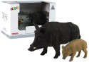 LEAN Toys Zestaw 2 figurek Dzik z Młodym Zwierzęta Leśne
