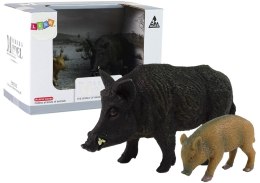 LEAN Toys Zestaw 2 figurek Dzik z Młodym Zwierzęta Leśne