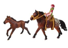 LEAN Toys Zestaw 3 Figurek Konie i Zagroda Figurka Koń Źrebak Jeździec