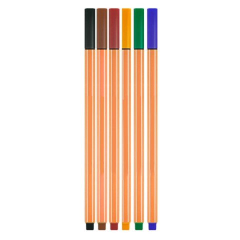 LEAN Toys Zestaw Cienkopisy Biurowe Szkolne Grubość 0,4mm Kolorowe 6szt LEAN Toys Zestaw Cienkopisy Biurowe Szkolne Grubość 0,4mm Kolorowe 6szt
