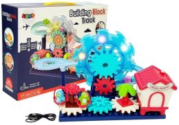 LEAN Toys Zestaw Klocków ze Zjeżdzalnią Diabelski Młyn Koła Zębate na Baterie