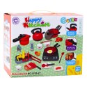 LEAN Toys Zestaw Kuchenny Garnki Jedzenie Płyta Na Baterie Akcesoria 36el