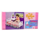 LEAN Toys Zestaw Mebelki Dla Lalek Łóżko Toaletka Krzesło Pościel W Kwiatki