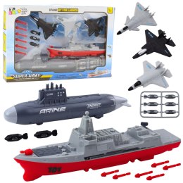 LEAN Toys Zestaw Militarny Statek Łódź Podwodna Myśliwce Pociski
