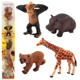 LEAN Toys Zestaw Mini Figurki Dzikie Zwierzęta Szympans Żyrafa 6-9cm 4szt