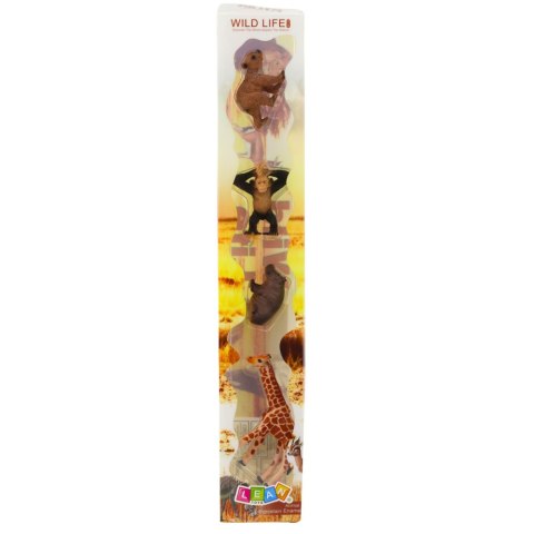 LEAN Toys Zestaw Mini Figurki Dzikie Zwierzęta Szympans Żyrafa 6-9cm 4szt LEAN Toys Zestaw Mini Figurki Dzikie Zwierzęta Szympans Żyrafa 6-9cm 4szt