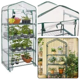 LEAN Mini Szklarnia Balkonowa Ogrodowa 4 Półki Metalowe Folia PVC 69 x 49 x 157cm