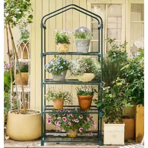 LEAN Mini Szklarnia Balkonowa Ogrodowa 4 Półki Metalowe Folia PVC 69 x 49 x 157cm LEAN Mini Szklarnia Balkonowa Ogrodowa 4 Półki Metalowe Folia PVC 69 x 49 x 157cm