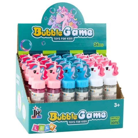 LEAN TOYS Bańki Mydlane Jednorożec 3 Otwory Do Baniek Mix Kolorów 30ml LEAN TOYS Bańki Mydlane Jednorożec 3 Otwory Do Baniek Mix Kolorów 30ml