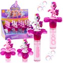 LEAN TOYS Bańki Mydlane Jednorożec Obrotowy Kwiatek Światło LED 20cm Mix