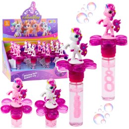 LEAN TOYS Bańki Mydlane Jednorożec Obrotowy Kwiatek Światło LED 20cm Mix