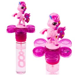 LEAN TOYS Bańki Mydlane Jednorożec Obrotowy Kwiatek Światło LED 20cm Mix
