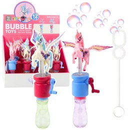 LEAN TOYS Bańki Mydlane Jednorożec Ruchome Skrzydła Na Korbkę 23cm Mix