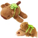 LEAN TOYS Pluszowa Kapibara Z Żółwiem Opaski Na Nadgarstek Rękę 2w1 Brązowa 18cm