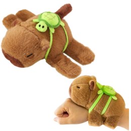 LEAN TOYS Pluszowa Kapibara Z Żółwiem Opaski Na Nadgarstek Rękę 2w1 Brązowa 18cm