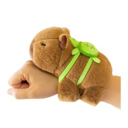 LEAN TOYS Pluszowa Kapibara Z Żółwiem Opaski Na Nadgarstek Rękę 2w1 Brązowa 18cm
