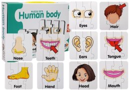 LEAN TOYS Puzzle Edukacyjne Układanka Części Ciała 10 Połączeń Angielski