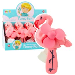 LEAN TOYS Wiatraczek Wentylator Ręczny Mechaniczny Dla Dzieci Flaming Różowy