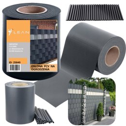 LEAN Taśma Ogrodzeniowa Ochrona UV 20 Klipsów Szara 450 g/m² 19x35m