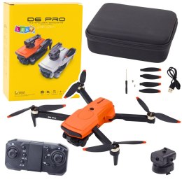 LEAN Toys Dron D6 PRO Podwójna Kamera HD Światła LED Pomarańczowy