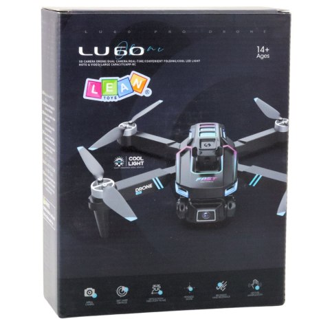 LEAN Toys Dron LU60 Podwójna Kamera HD Światła LED Aplikacja Czarny LEAN Toys Dron LU60 Podwójna Kamera HD Światła LED Aplikacja Czarny