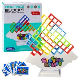 LEAN Toys Gra Zręcznościowa Balansująca Wieża Tetris 48 Klocków 22 Karty Kolorowe