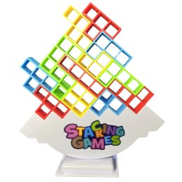 LEAN Toys Gra Zręcznościowa Balansująca Wieża Tetris 48 Klocków 22 Karty Kolorowe