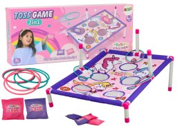 LEAN Toys Gra Zręcznościowa Rzut Woreczkiem Obręczą 2w1 Plansza Jednorożce
