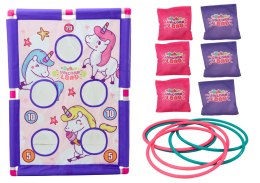 LEAN Toys Gra Zręcznościowa Rzut Woreczkiem Obręczą 2w1 Plansza Jednorożce