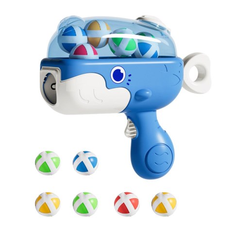 LEAN Toys Pistolet Na Kulki Z Rzepem Tarcza Materiałowa Wieloryb Niebieski LEAN Toys Pistolet Na Kulki Z Rzepem Tarcza Materiałowa Wieloryb Niebieski