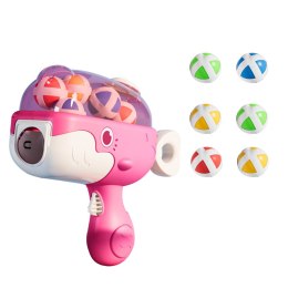 LEAN Toys Pistolet Na Kulki Z Rzepem Tarcza Materiałowa Wieloryb Różowy