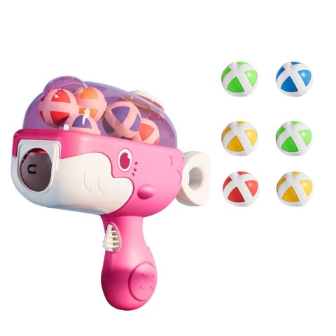 LEAN Toys Pistolet Na Kulki Z Rzepem Tarcza Materiałowa Wieloryb Różowy LEAN Toys Pistolet Na Kulki Z Rzepem Tarcza Materiałowa Wieloryb Różowy