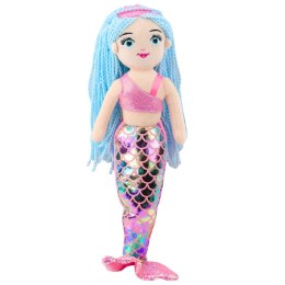 LEAN Toys Pluszowa Syrenka Przytulanka Holograficzny Ogon Różowo-Niebieska 48cm
