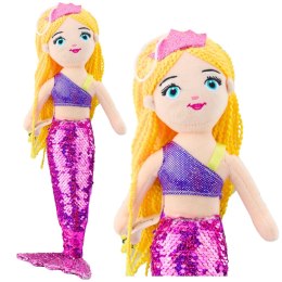 LEAN Toys Pluszowa Syrenka Przytulanka Ogon W Cekiny Fioletowa 48cm