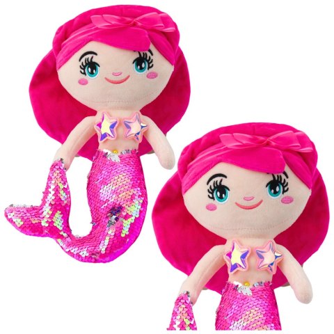 LEAN Toys Pluszowa Syrenka Przytulanka Ogon W Cekiny Różowa 30cm