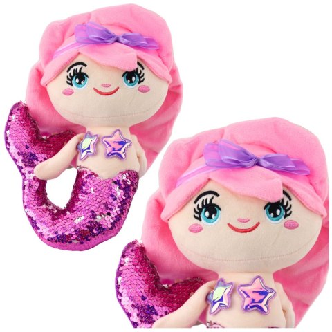 LEAN Toys Pluszowa Syrenka Przytulanka Ogon W Cekiny Różowo-Fioletowa 28cm